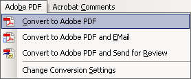 Adobe PDFMaker toolbar