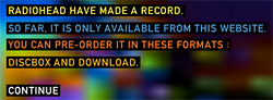Radiohead's In Rainbows website